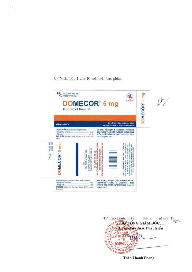 thông tin, cách dùng, giá thuốc Domecor 5 mg - ảnh 1