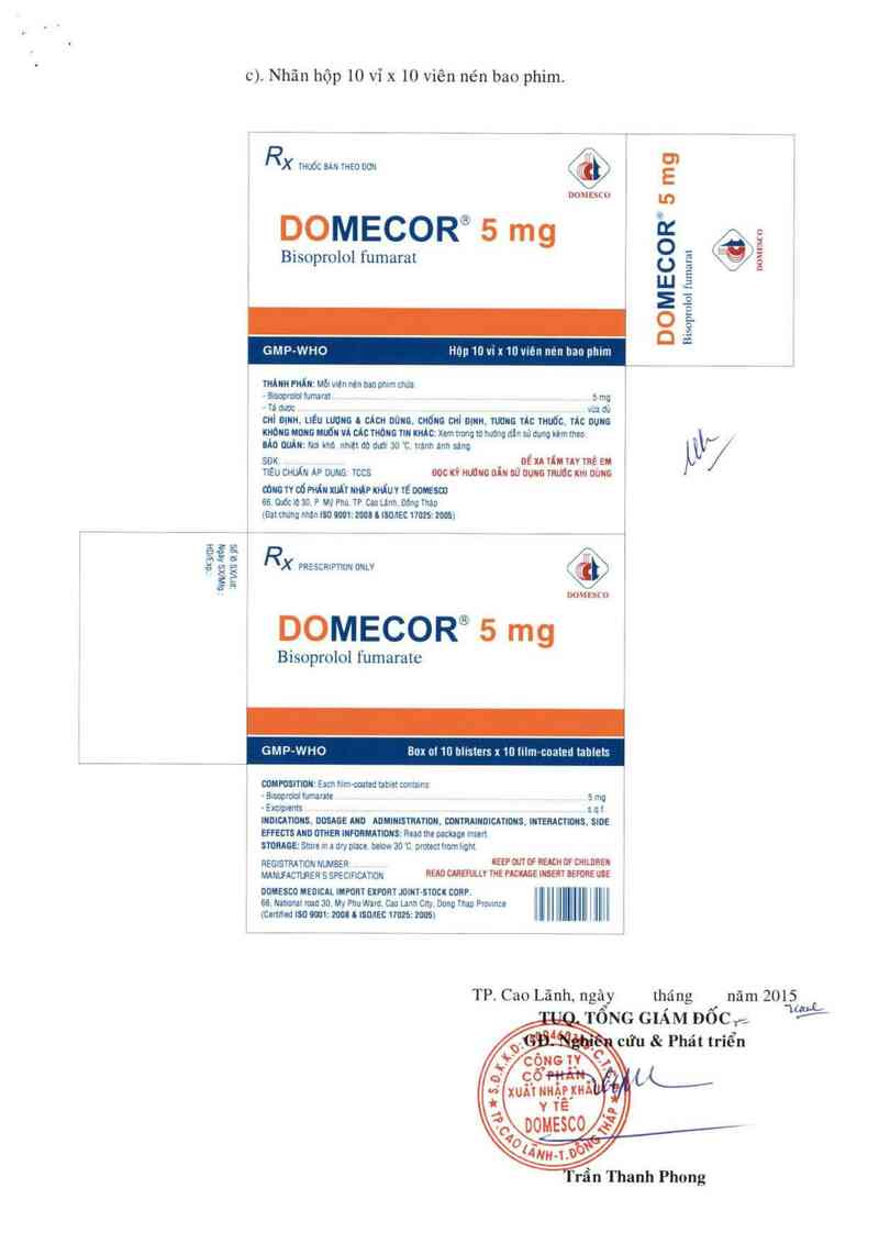 thông tin, cách dùng, giá thuốc Domecor 5 mg - ảnh 2