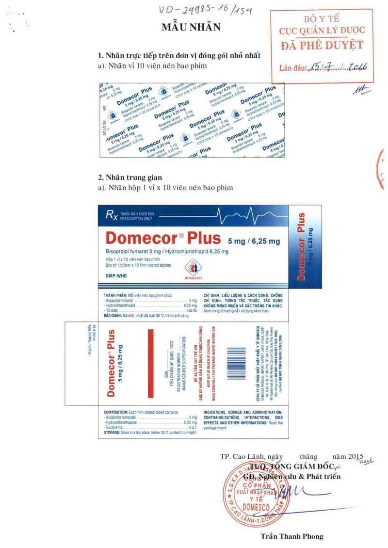 thông tin, cách dùng, giá thuốc Domecor plus 5 mg/6,25 mg - ảnh 0