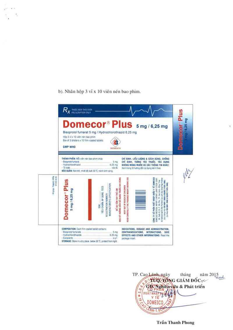 thông tin, cách dùng, giá thuốc Domecor plus 5 mg/6,25 mg - ảnh 1