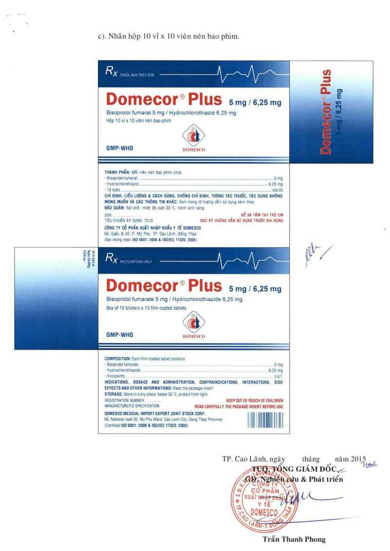 thông tin, cách dùng, giá thuốc Domecor plus 5 mg/6,25 mg - ảnh 2