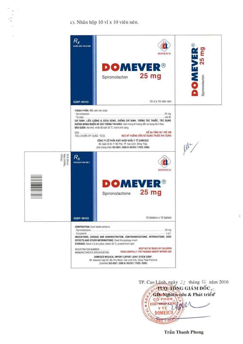 thông tin, cách dùng, giá thuốc Domever 25 mg - ảnh 2