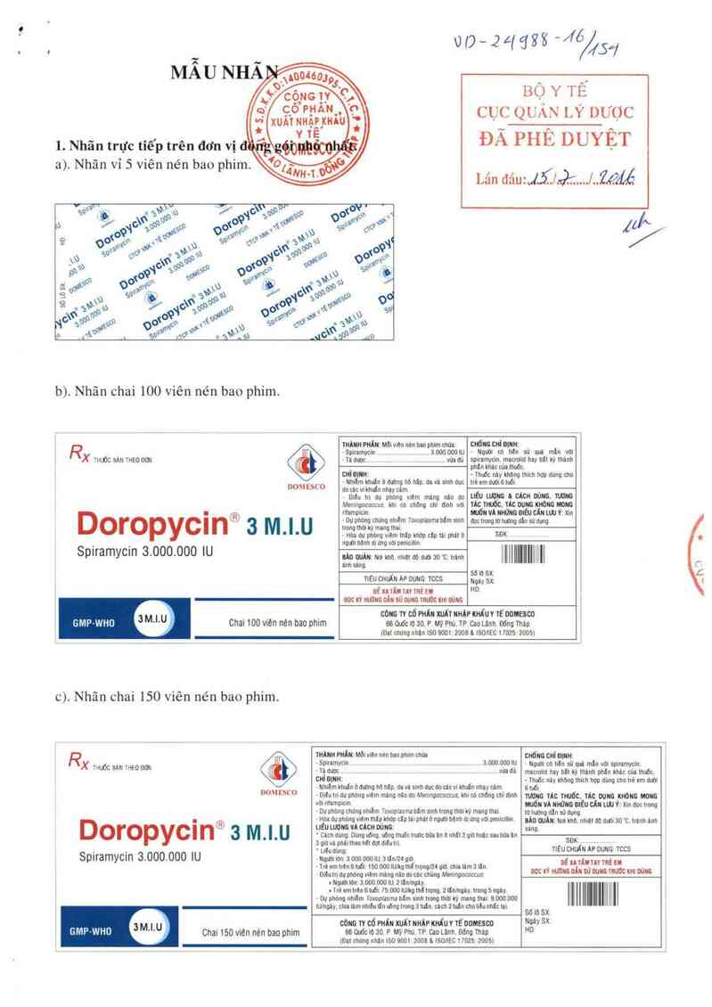 thông tin, cách dùng, giá thuốc Doropycin 3 MIU - ảnh 0