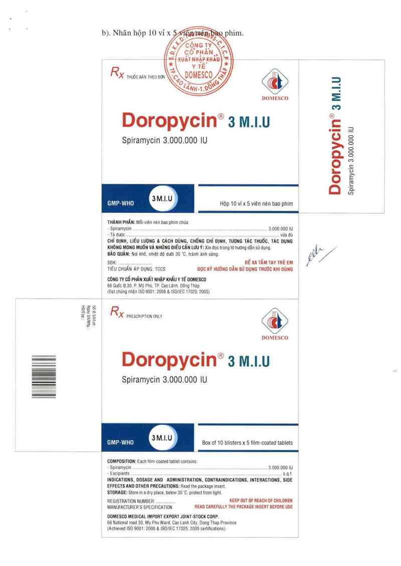 thông tin, cách dùng, giá thuốc Doropycin 3 MIU - ảnh 2