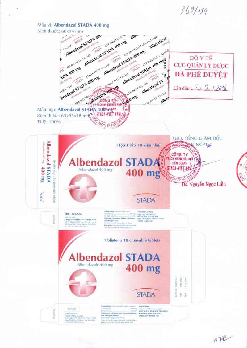 thông tin, cách dùng, giá thuốc Albendazol Stada 400 mg - ảnh 0