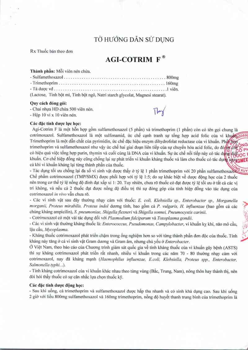thông tin, cách dùng, giá thuốc Agi-cotrim F - ảnh 2