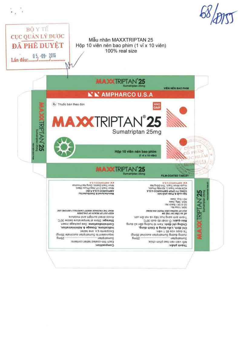 thông tin, cách dùng, giá thuốc Maxxtriptan 25 - ảnh 0