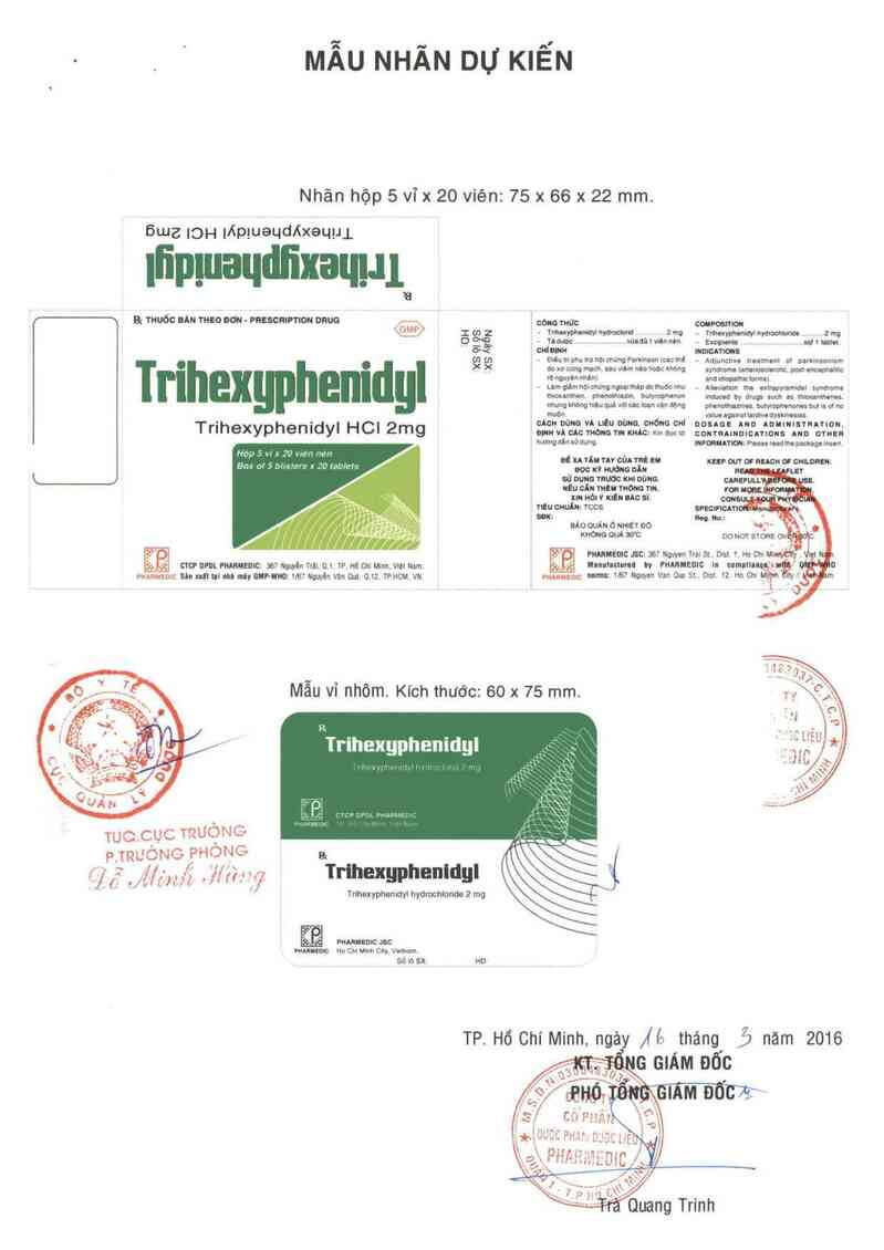 thông tin, cách dùng, giá thuốc Trihexyphenidyl - ảnh 0