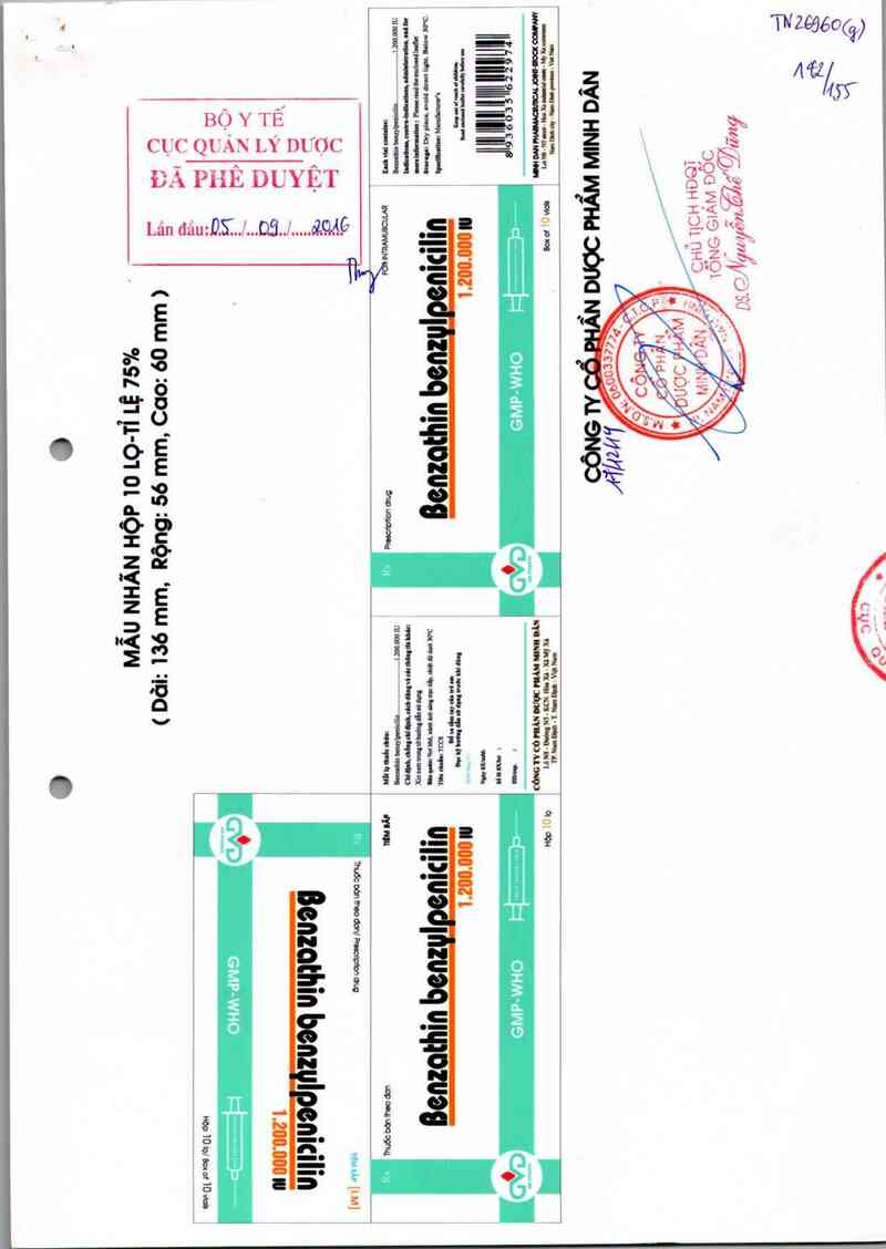 thông tin, cách dùng, giá thuốc Benzathin benzylpenicilin 1.200.000 IU - ảnh 0