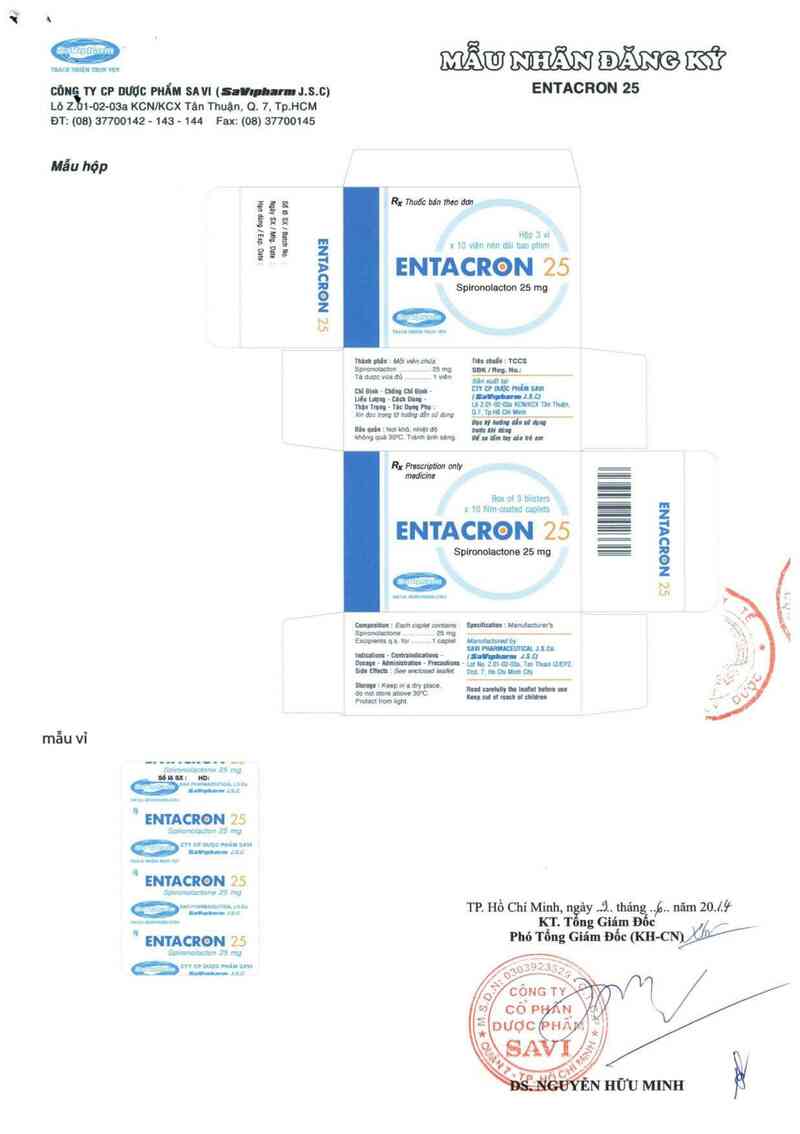 thông tin, cách dùng, giá thuốc Entacron 25 - ảnh 1