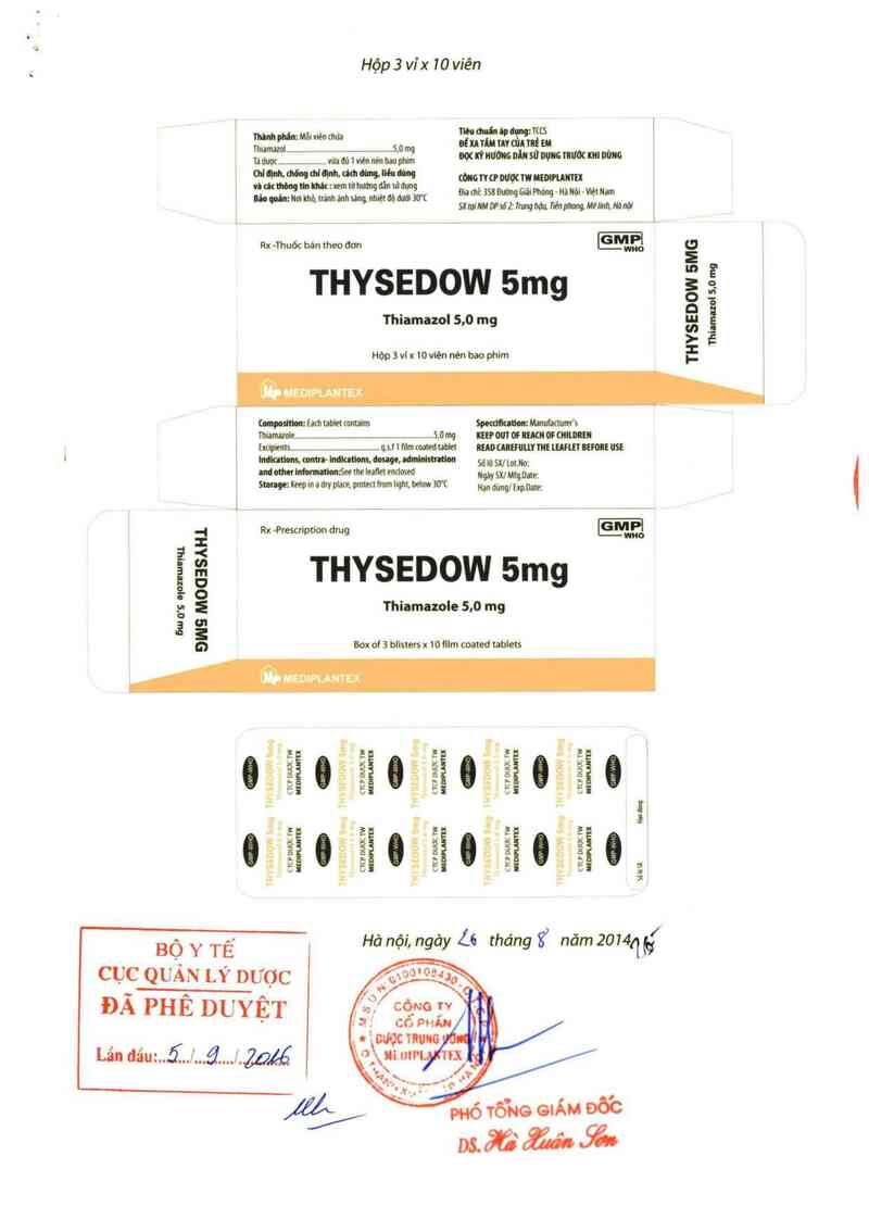 thông tin, cách dùng, giá thuốc Thysedow 5 mg - ảnh 0