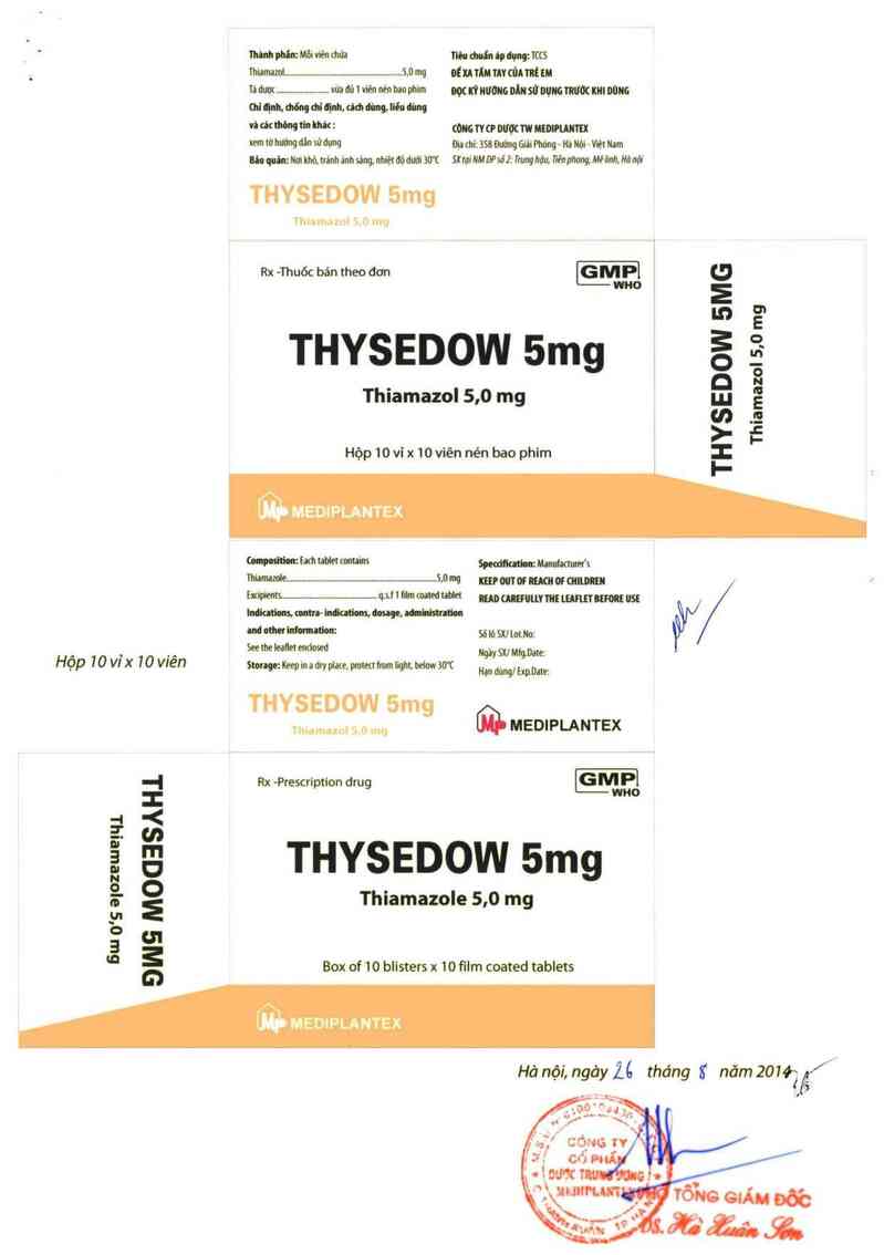 thông tin, cách dùng, giá thuốc Thysedow 5 mg - ảnh 1