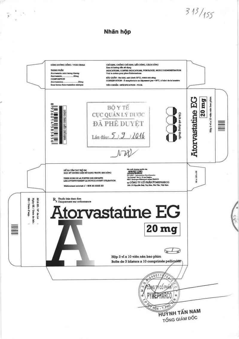 thông tin, cách dùng, giá thuốc Atorvastatine EG 20mg - ảnh 0