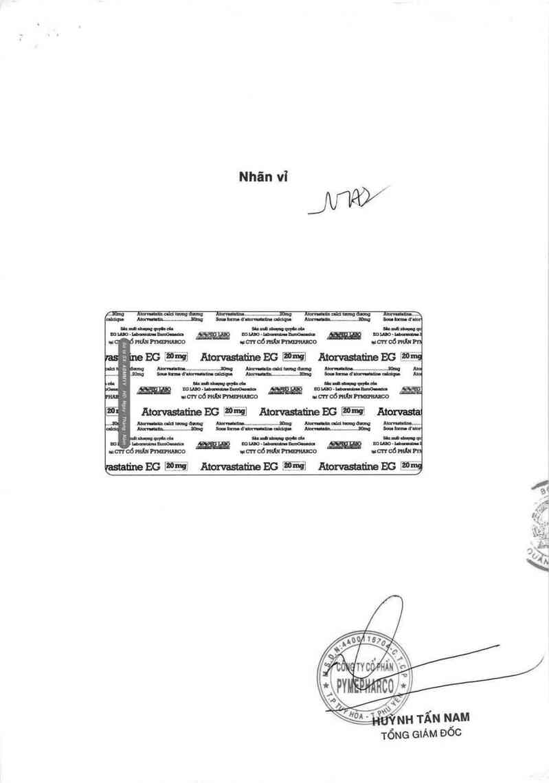 thông tin, cách dùng, giá thuốc Atorvastatine EG 20mg - ảnh 1