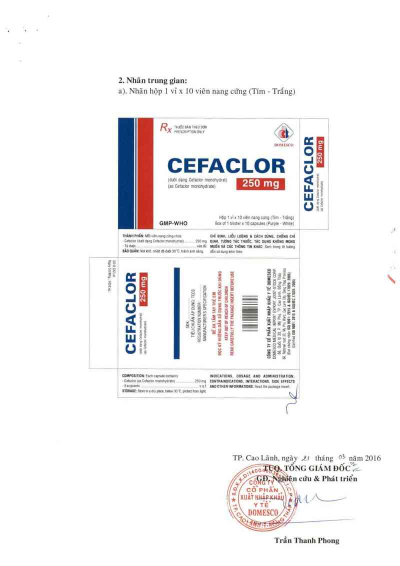 thông tin, cách dùng, giá thuốc Cefaclor 250 mg - ảnh 1