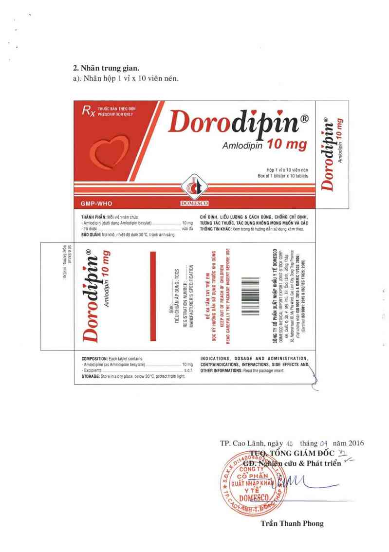 thông tin, cách dùng, giá thuốc Dorodipin 10 mg - ảnh 1