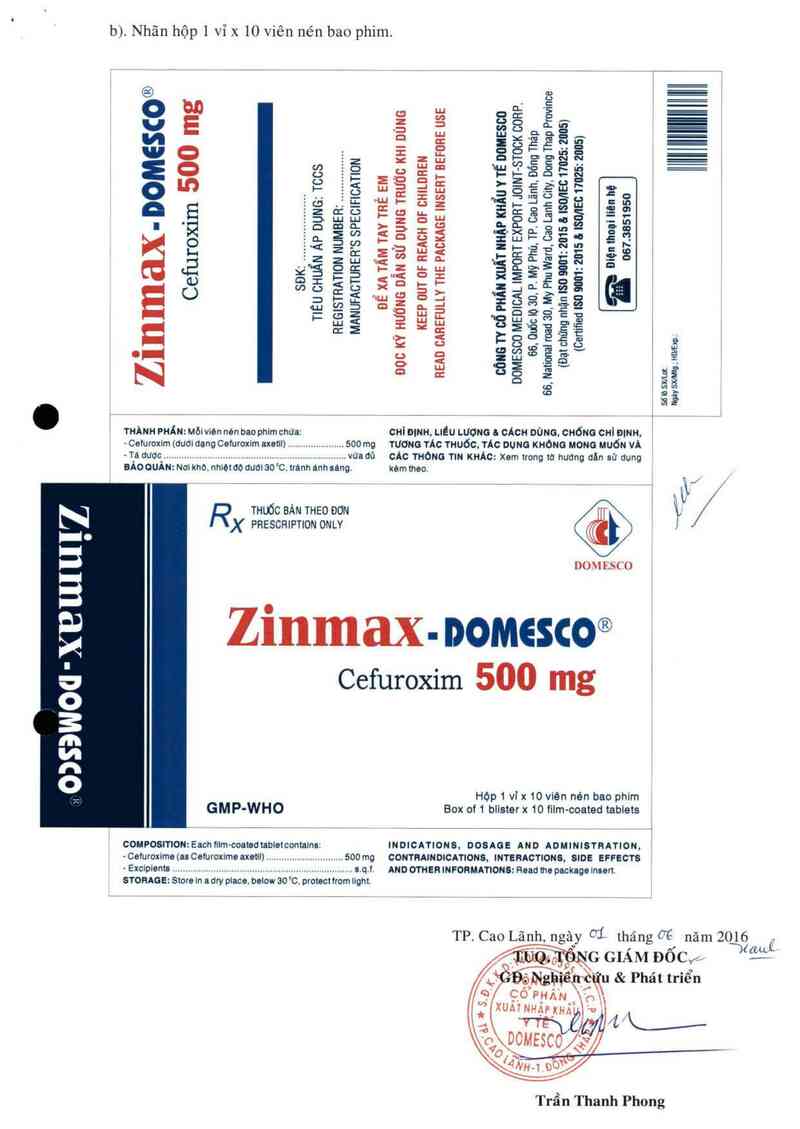 thông tin, cách dùng, giá thuốc Zinmax-Domesco 500 mg - ảnh 2