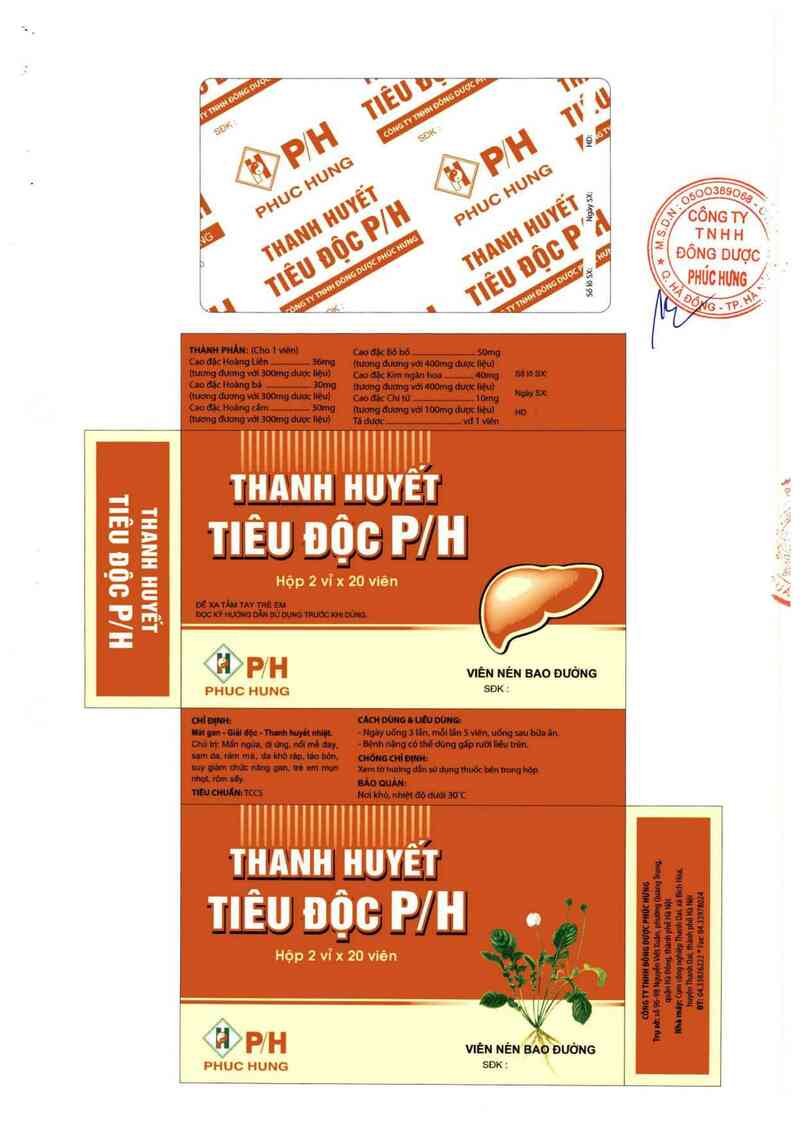 thông tin, cách dùng, giá thuốc Thanh huyết tiêu độc P/H - ảnh 1