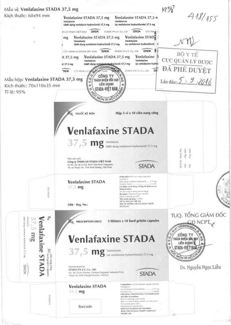 thông tin, cách dùng, giá thuốc Venlafaxine Stada 37,5mg - ảnh 0