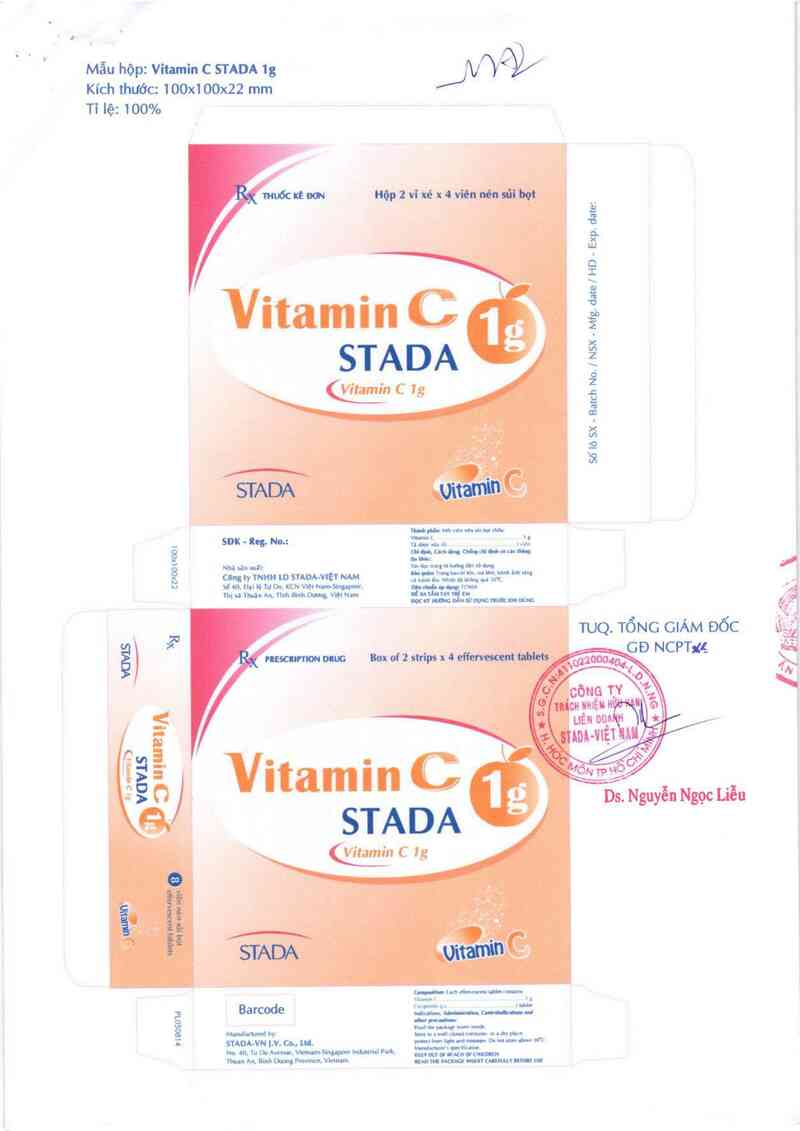 thông tin, cách dùng, giá thuốc Vitamin C Stada 1g - ảnh 1