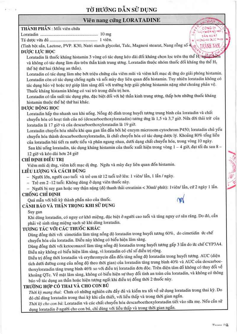 thông tin, cách dùng, giá thuốc Loratadine - ảnh 2