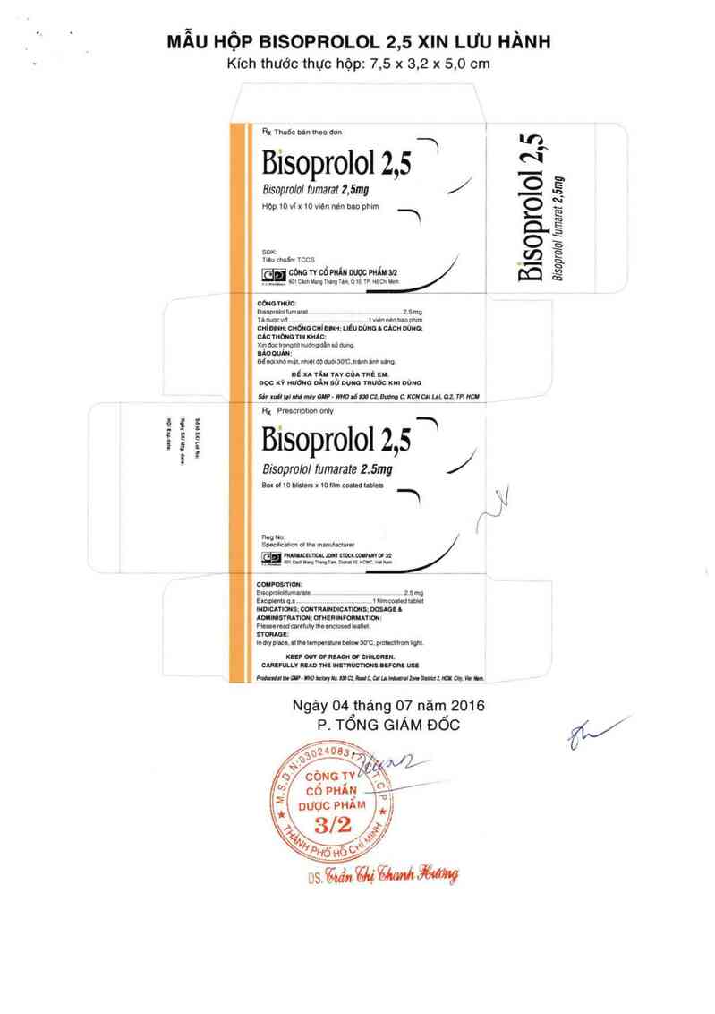 thông tin, cách dùng, giá thuốc Bisoprolol 2,5 - ảnh 1