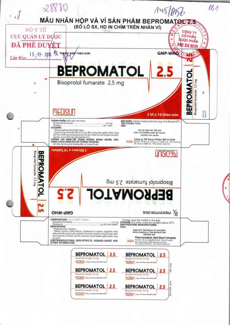 thông tin, cách dùng, giá thuốc Bepromatol 2.5 - ảnh 0