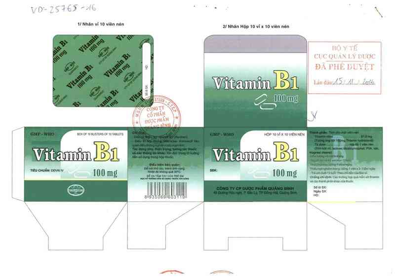 thông tin, cách dùng, giá thuốc Vitamin B1 100 mg - ảnh 0