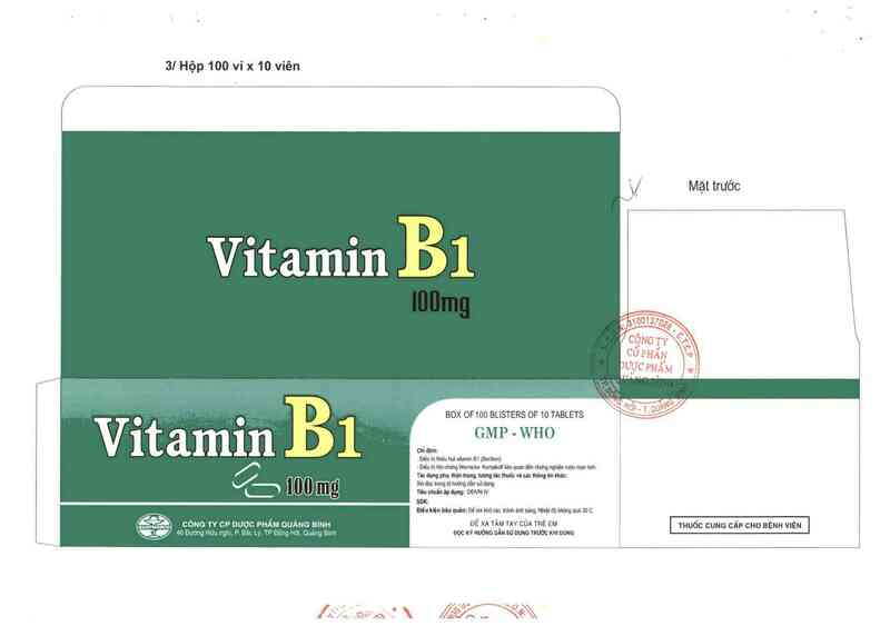 thông tin, cách dùng, giá thuốc Vitamin B1 100 mg - ảnh 1