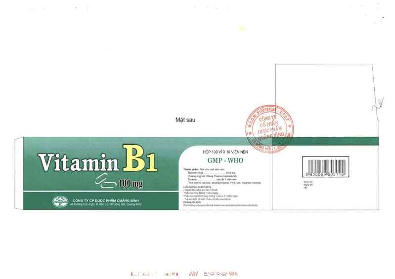 thông tin, cách dùng, giá thuốc Vitamin B1 100 mg - ảnh 2