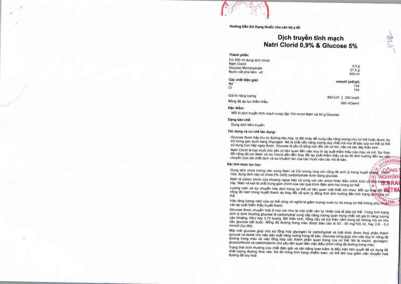 thông tin, cách dùng, giá thuốc Natri clorid 0,9% và Glucose 5% (CSNQ: B.Braun Melsungen AG, địa chỉ: Carl-Braun-Strasse 1 34212 Melsungen, Germany) - ảnh 2