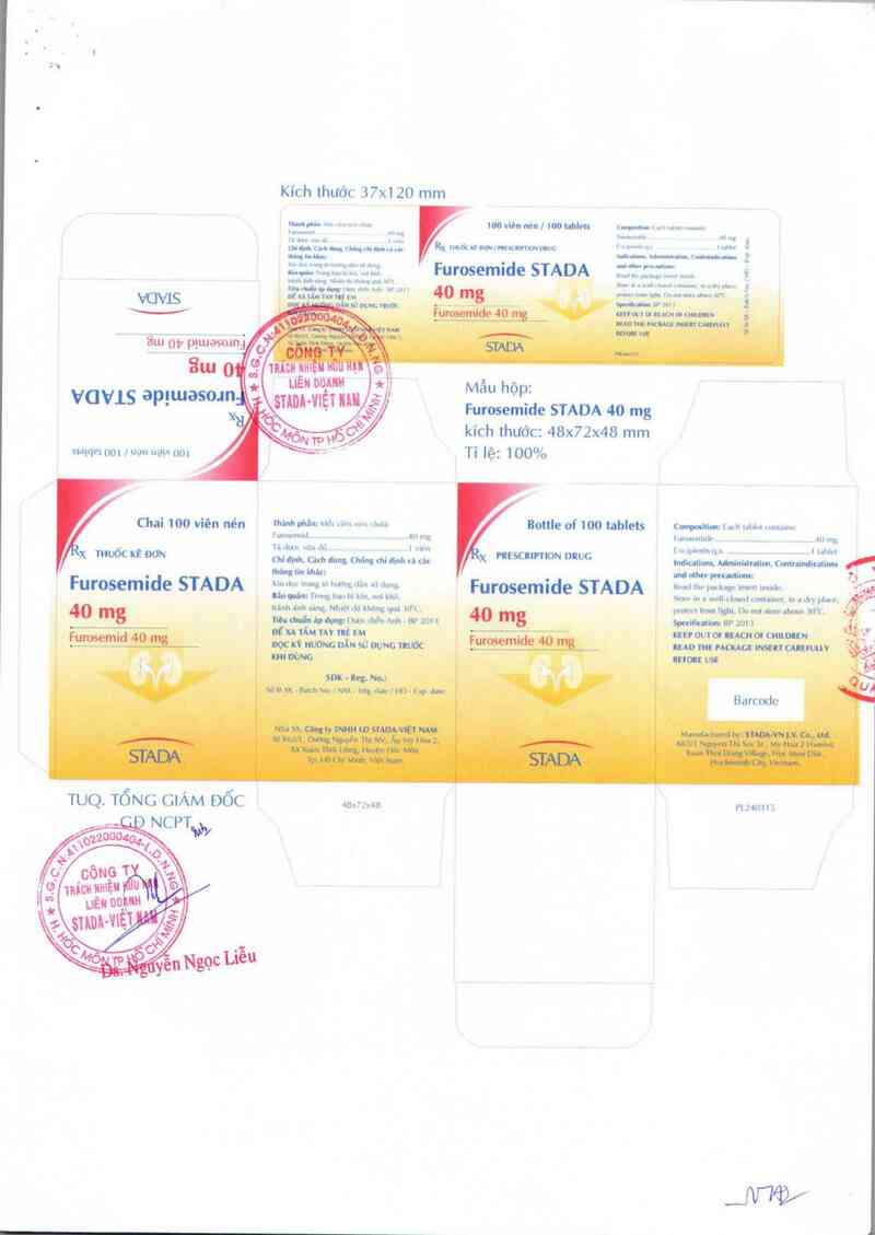 thông tin, cách dùng, giá thuốc Furosemide Stada 40 mg - ảnh 1