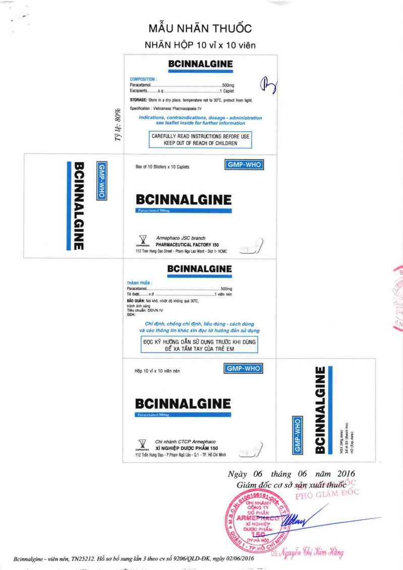 thông tin, cách dùng, giá thuốc Bcinnalgine - ảnh 1