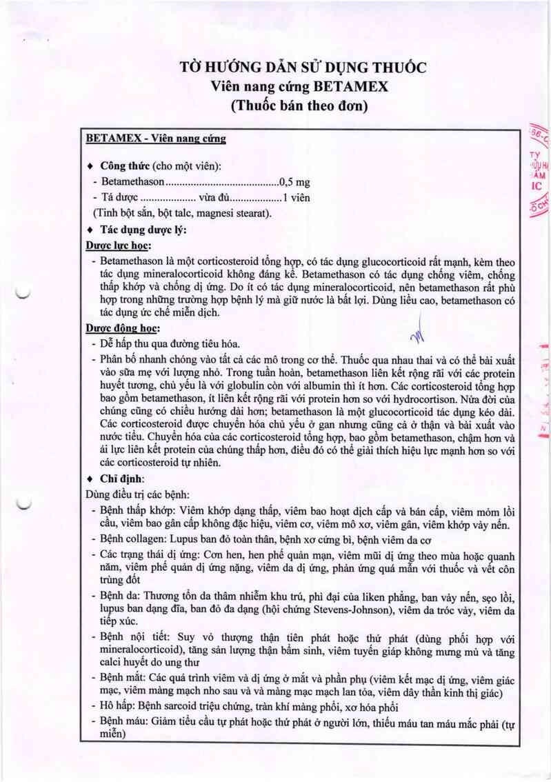 thông tin, cách dùng, giá thuốc Betamex - ảnh 3