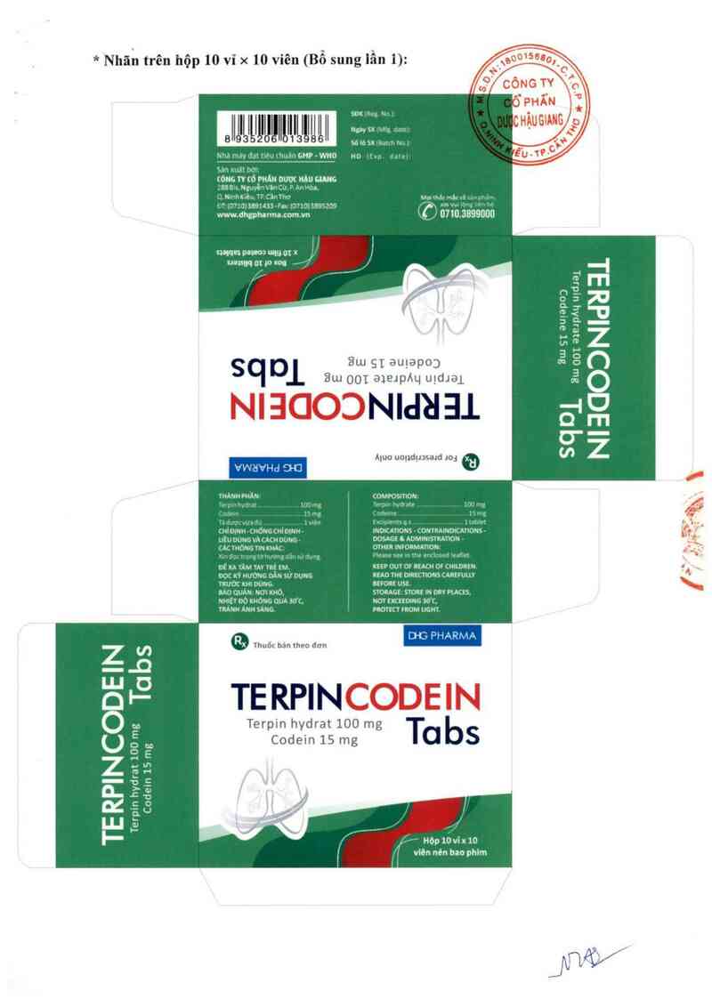 thông tin, cách dùng, giá thuốc Terpincodein tabs - ảnh 1