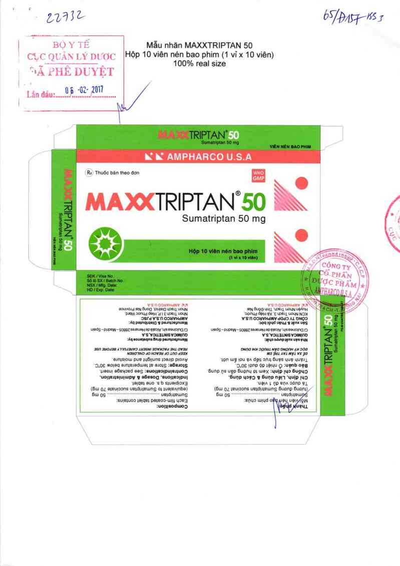 thông tin, cách dùng, giá thuốc Maxxtriptan 50 - ảnh 0