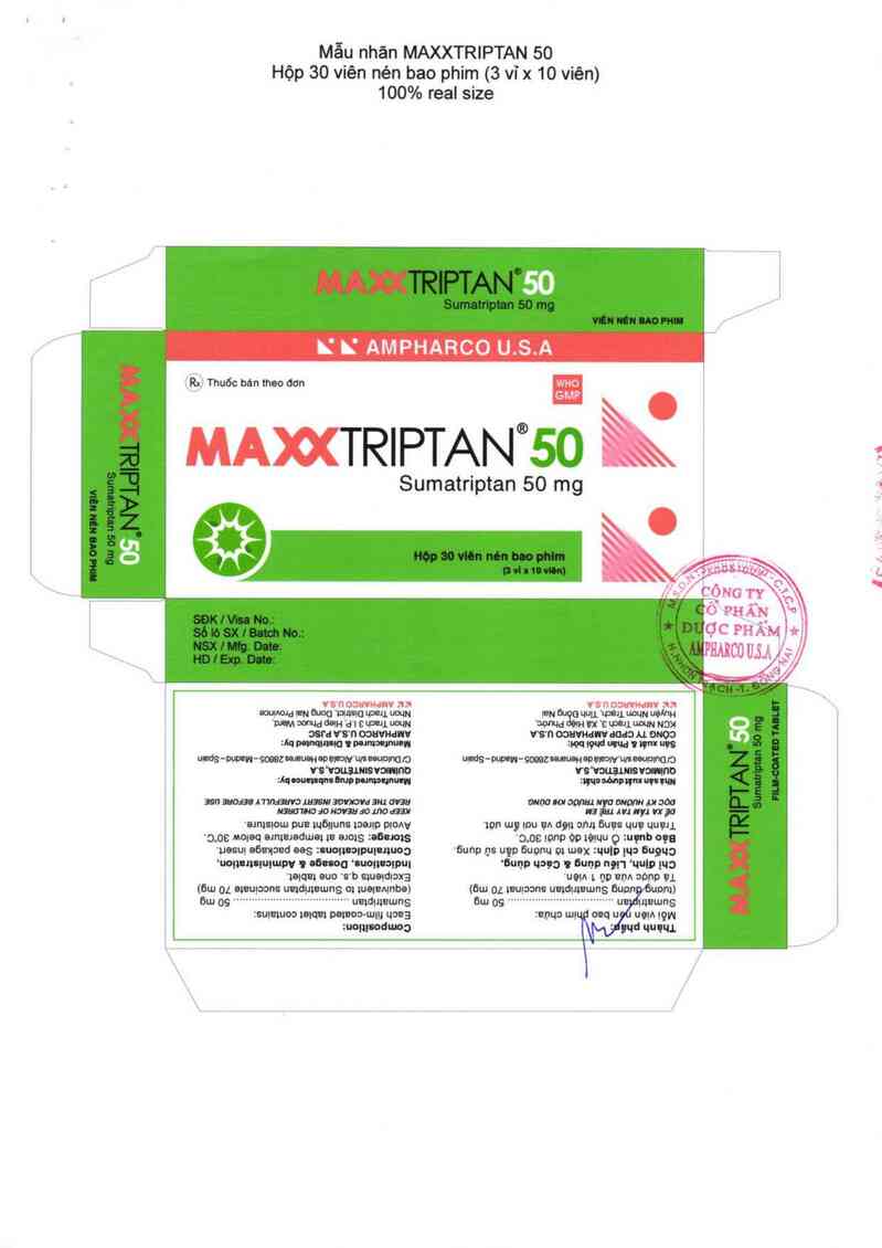 thông tin, cách dùng, giá thuốc Maxxtriptan 50 - ảnh 1