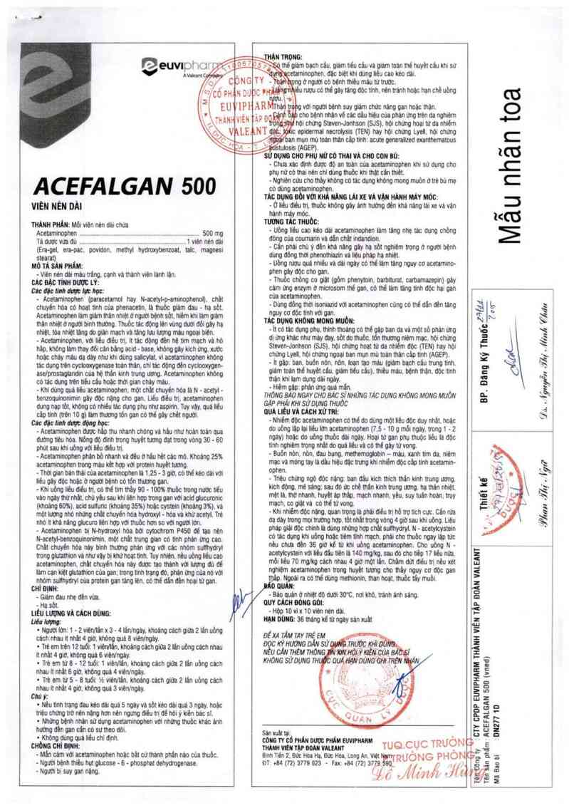 thông tin, cách dùng, giá thuốc Acefalgan 500 - ảnh 2