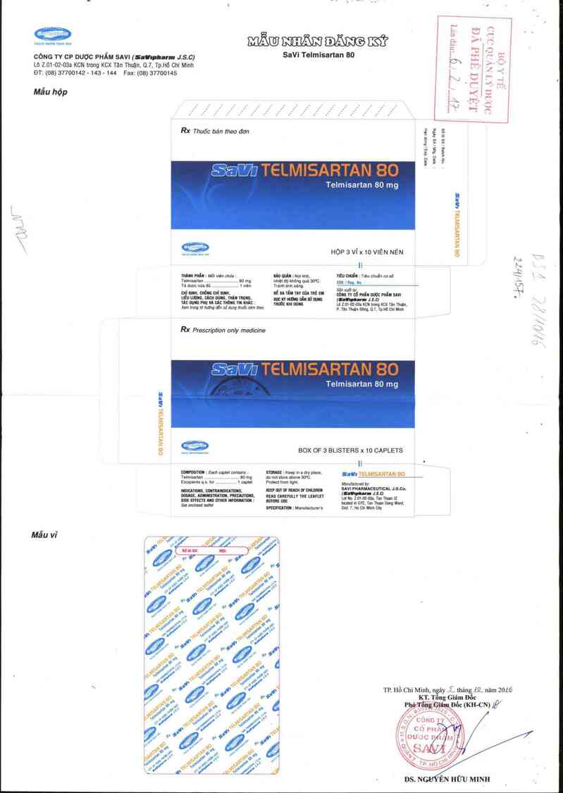 thông tin, cách dùng, giá thuốc SaVi Telmisartan 80 - ảnh 0