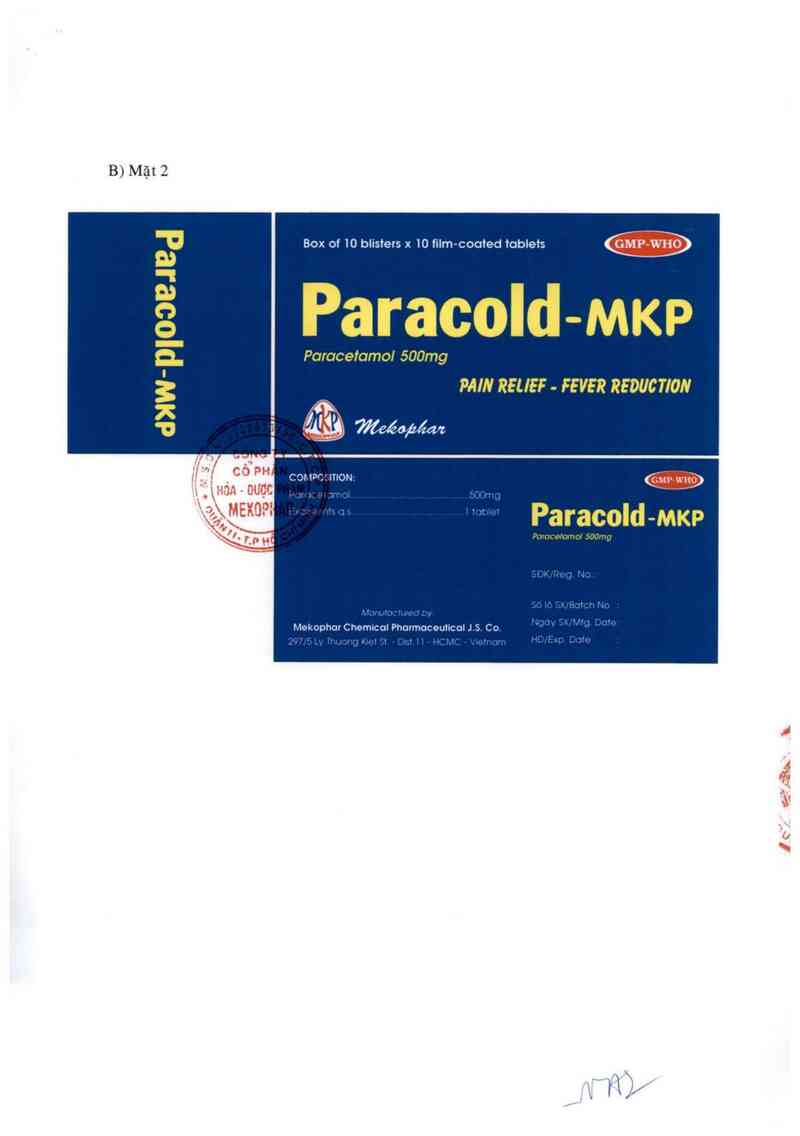 thông tin, cách dùng, giá thuốc Paracold-MKP - ảnh 1