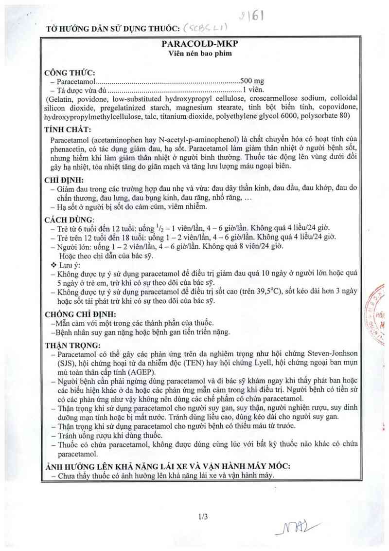 thông tin, cách dùng, giá thuốc Paracold-MKP - ảnh 3