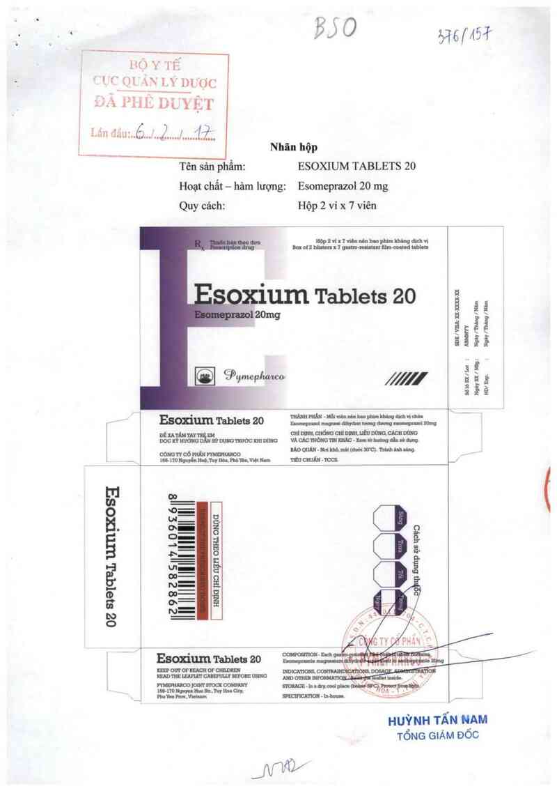 thông tin, cách dùng, giá thuốc Esoxium tablets 20 - ảnh 0