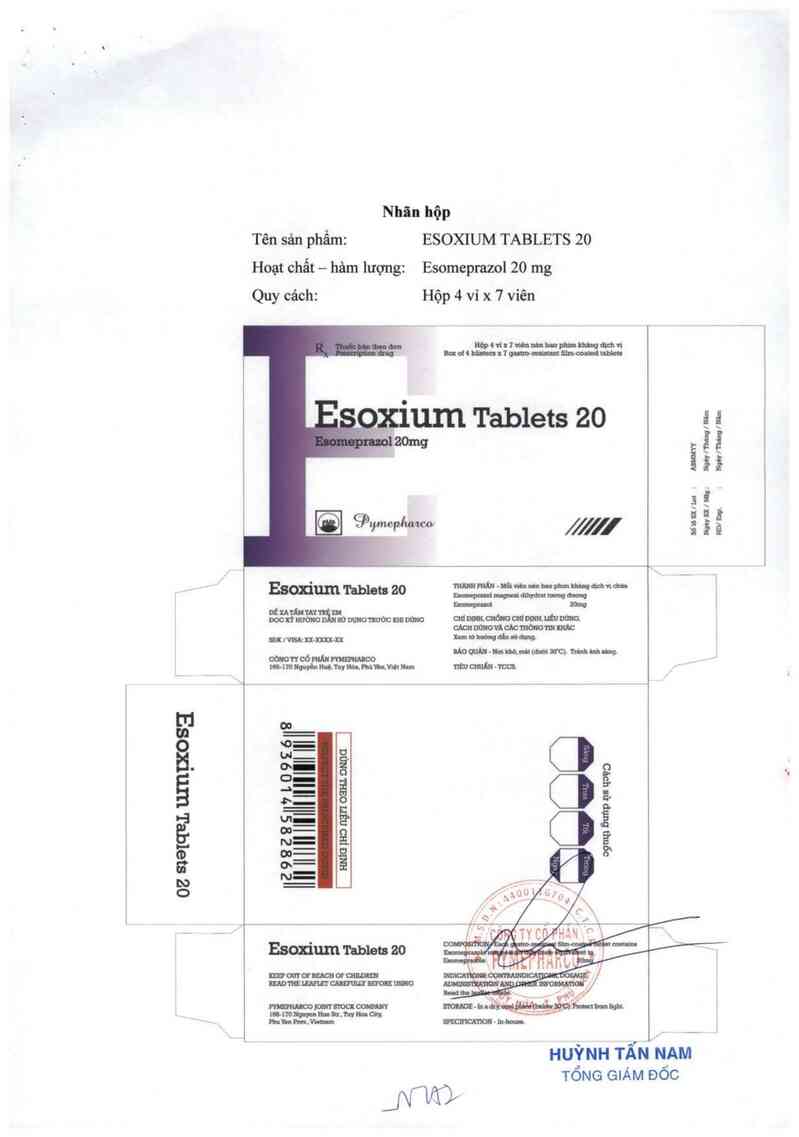 thông tin, cách dùng, giá thuốc Esoxium tablets 20 - ảnh 1