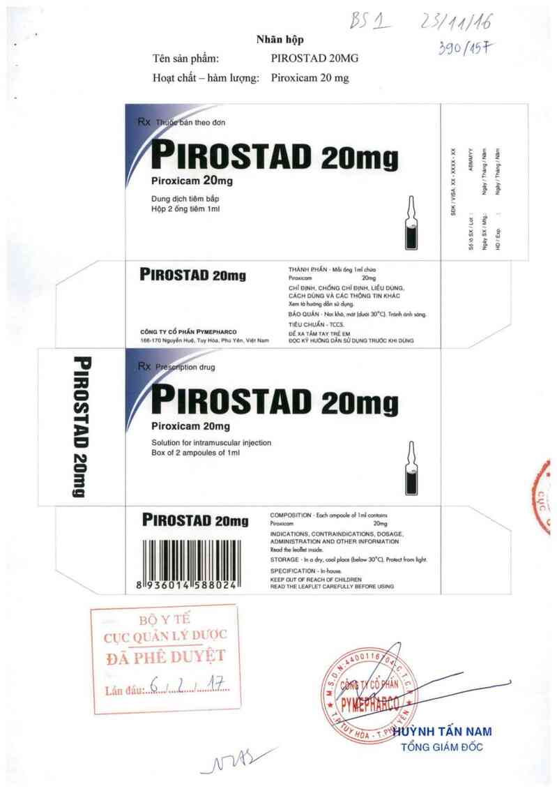 thông tin, cách dùng, giá thuốc Pirostad 20mg - ảnh 0