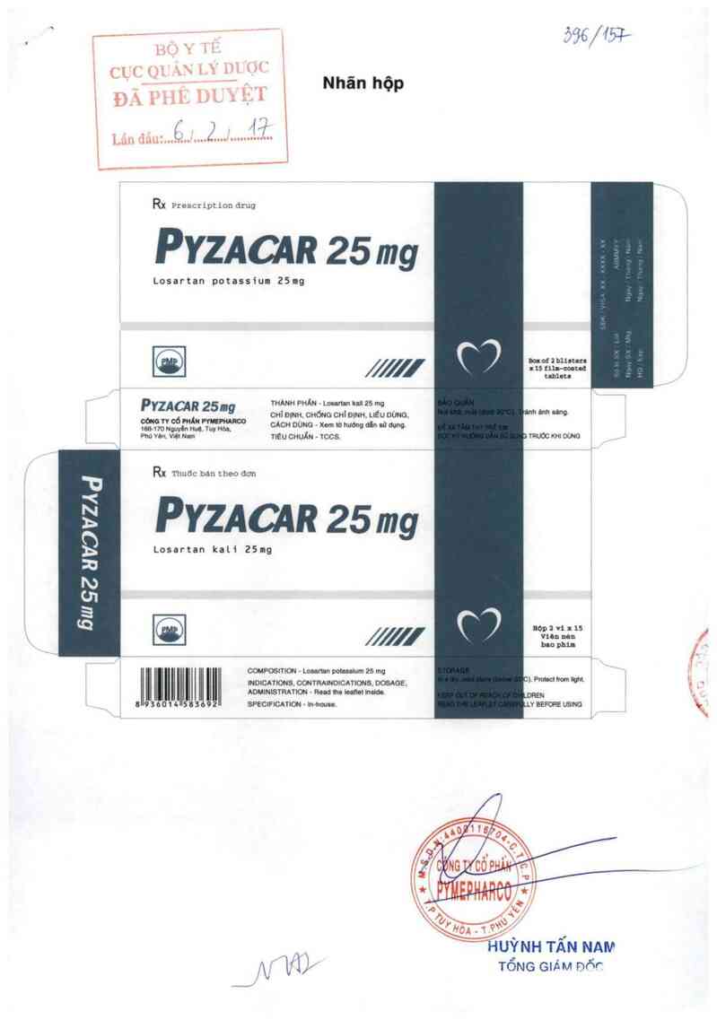 thông tin, cách dùng, giá thuốc Pyzacar 25 mg - ảnh 0