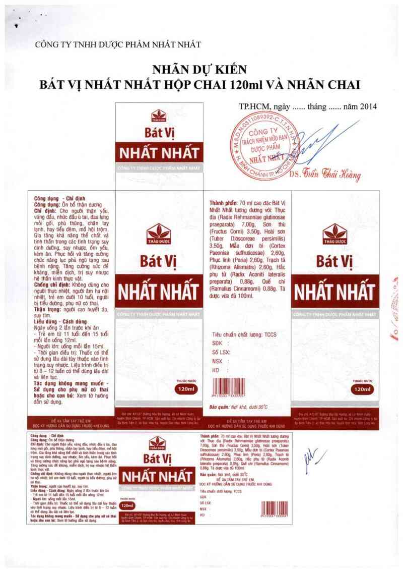 thông tin, cách dùng, giá thuốc Bát vị Nhất nhất - ảnh 1