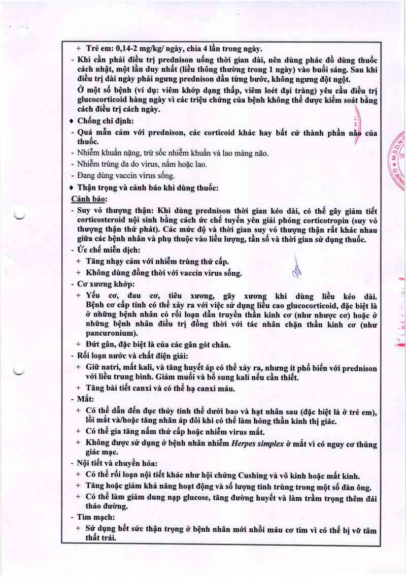 thông tin, cách dùng, giá thuốc Prednison - ảnh 5