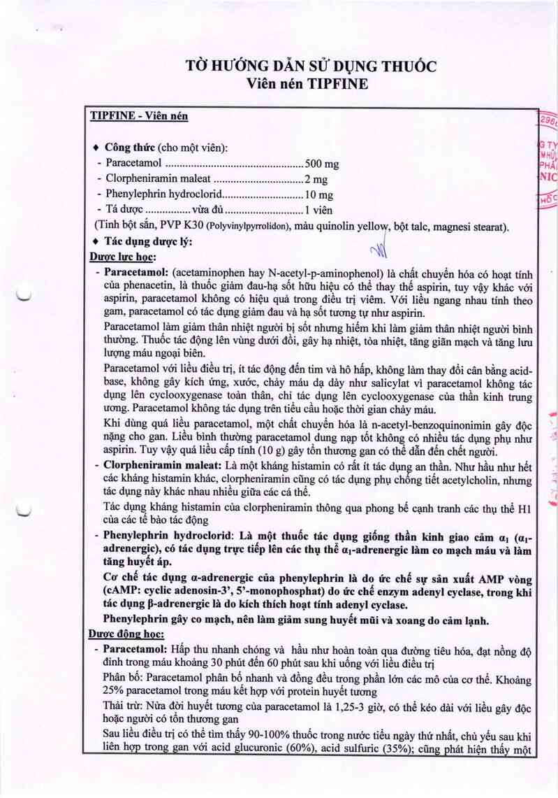 thông tin, cách dùng, giá thuốc Tipfine - ảnh 3