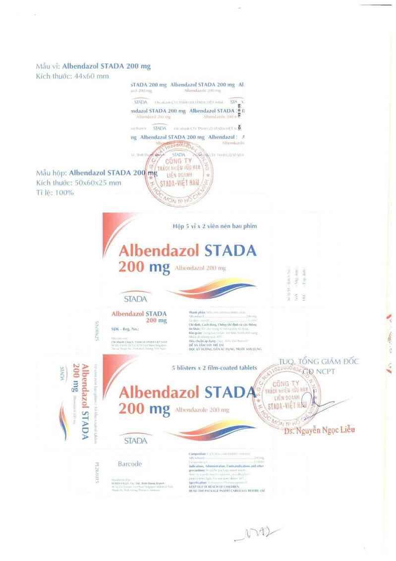 thông tin, cách dùng, giá thuốc Albendazol Stada 200 mg - ảnh 1