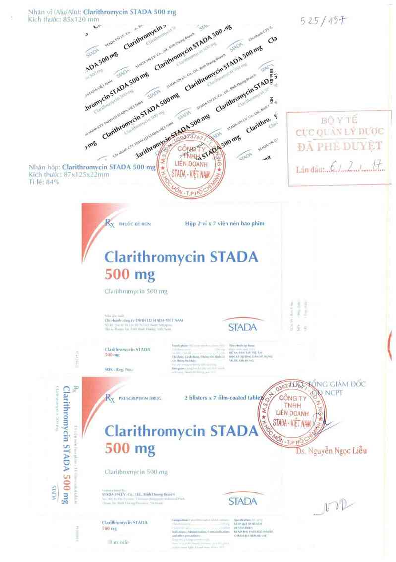 thông tin, cách dùng, giá thuốc Clarithromycin Stada 500 mg - ảnh 0